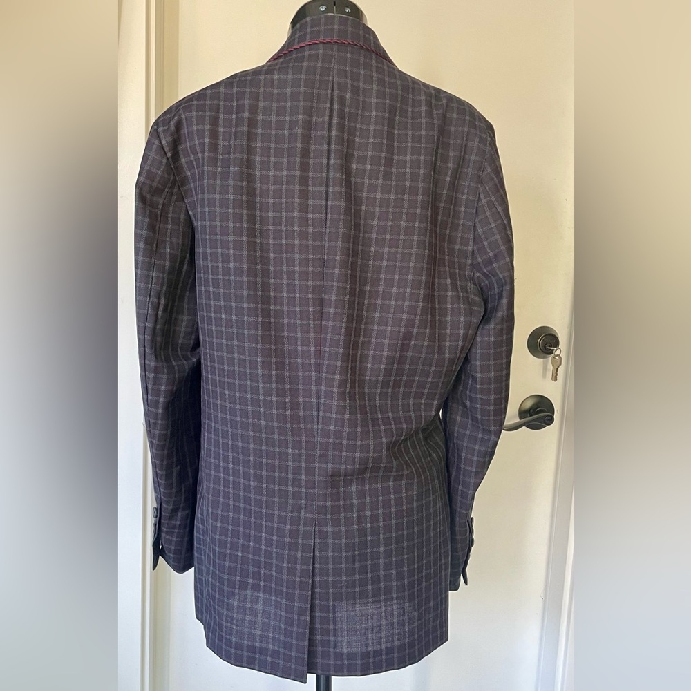 GUCCI Checkered wool Blazer with red stitch trim, blue/red, IT48R, (38R US), GUC - Picture 11 of 15